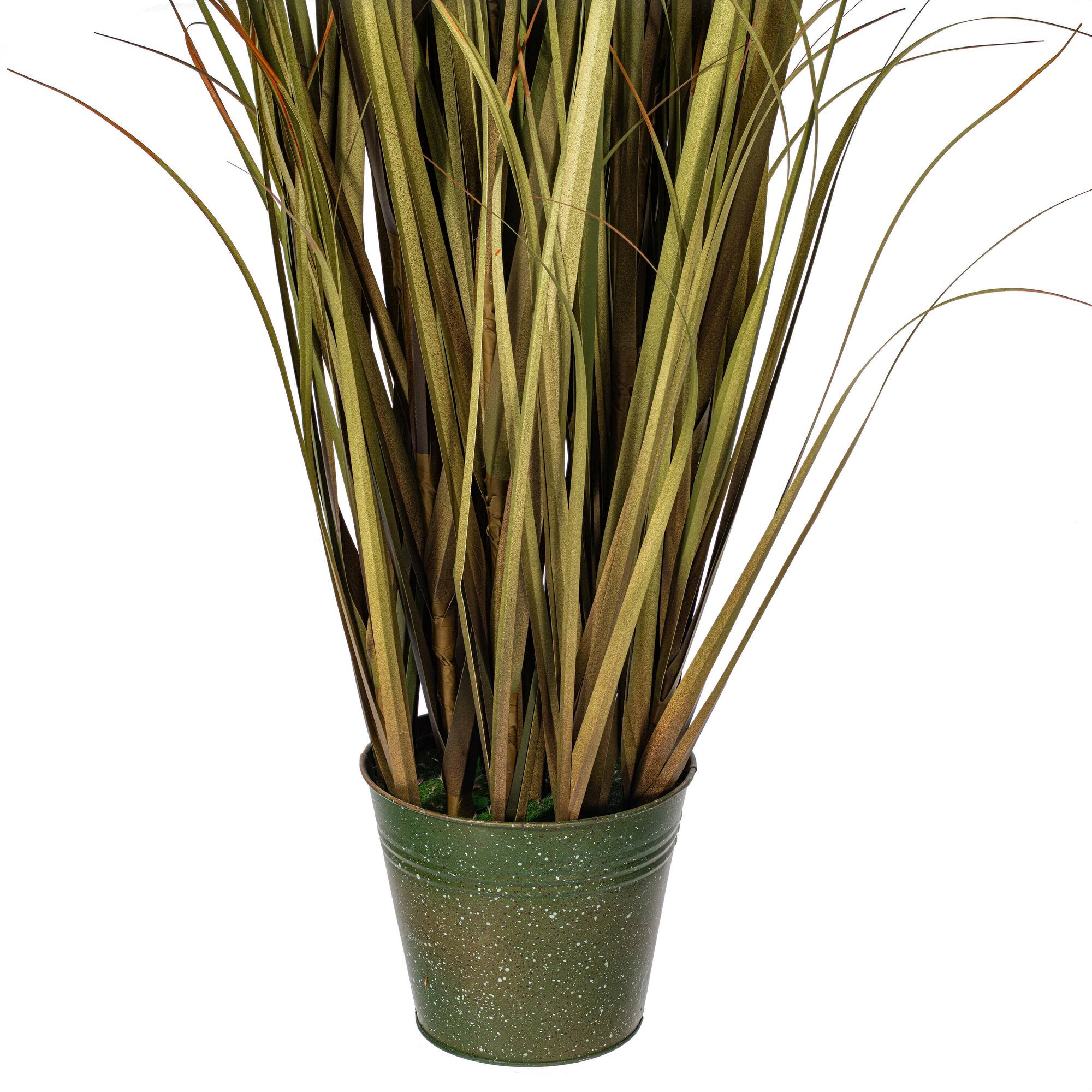 55" Artificial Green Grass & Natural Reeds in Iron Pot